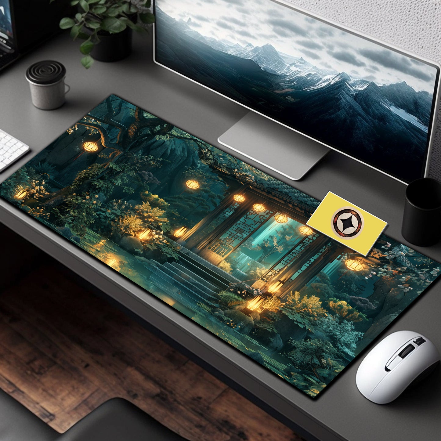 Lofi Desk Mat, Japanese Desk Pad, Japan Deskmat Xl, Aesthetic Mousepad, Green Mouse Pad, Gaming Playmat , Cute Desk Decor