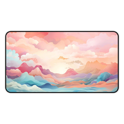 Pastel Cloudtop Sunrise Desk Mat Kawaii Mouse Pad, Cute Desk Pad, Aesthetic Mousepad, Large Mousemat, Extended Computer Keyboard Mat