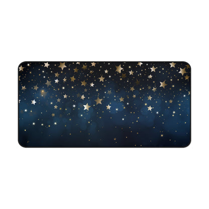 Blue Night Starry Sky Desk Mat, Kawaii Mouse Pad, Cute Mousepad, Aesthetic Desk Decor, Blue Desk Pad, Extra Large Mousemat, Big Deskmat