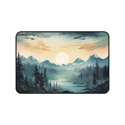 Foggy Pine Forest Green Aesthetic Mountain Mousepad Xl, Gaming Mouse Pad Xxl, Aesthetic Desk Mat, Cute Desk Decor, Lofi Desk Pad