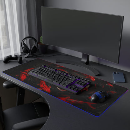 Red Koi Fish On Black Textured Background Extended Desk Pad Mousepad Xl, Oversized Mouse Pad, Giant Desk Mat, Round Mousemat, Xl Xxl Big
