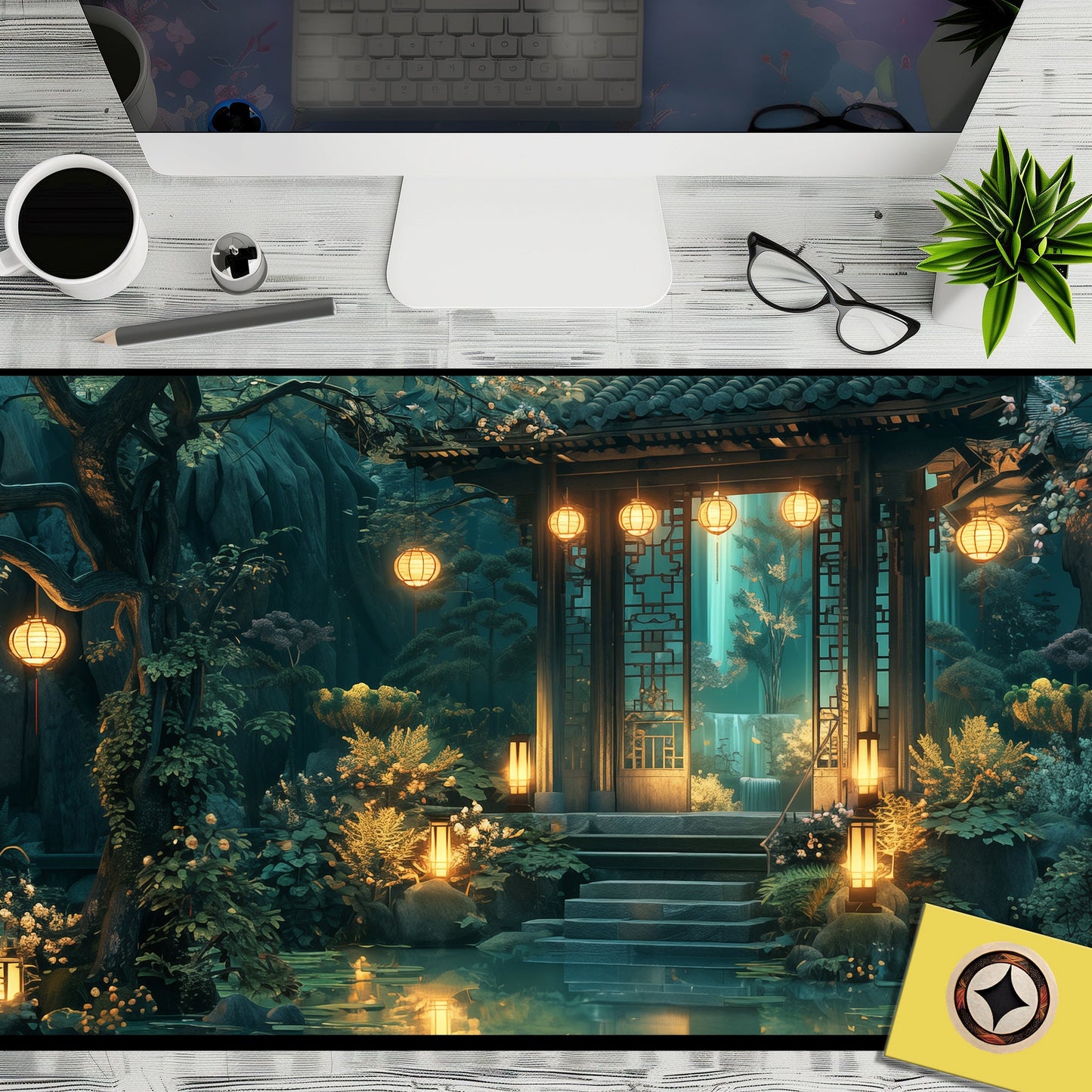 Lofi Desk Mat, Japanese Desk Pad, Japan Deskmat Xl, Aesthetic Mousepad, Green Mouse Pad, Gaming Playmat  , Cute Desk Decor