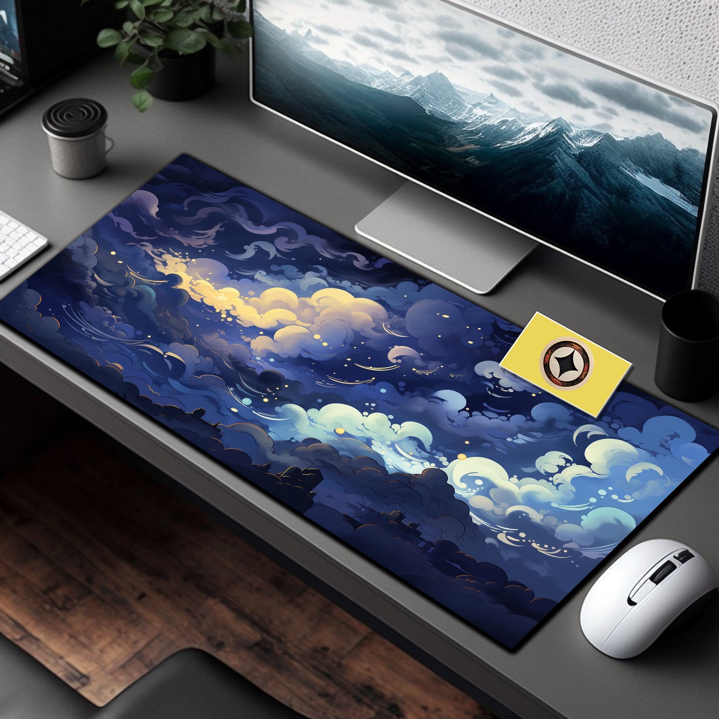 Pastel Mouse Pad, Blue Desk Mat, Kawaii Mouse Pad, Sky Desk Pad, Aesthetic Mousepad, Cute Desk Decor, Clouds Deskmat, Office Gifts Xl Xxl