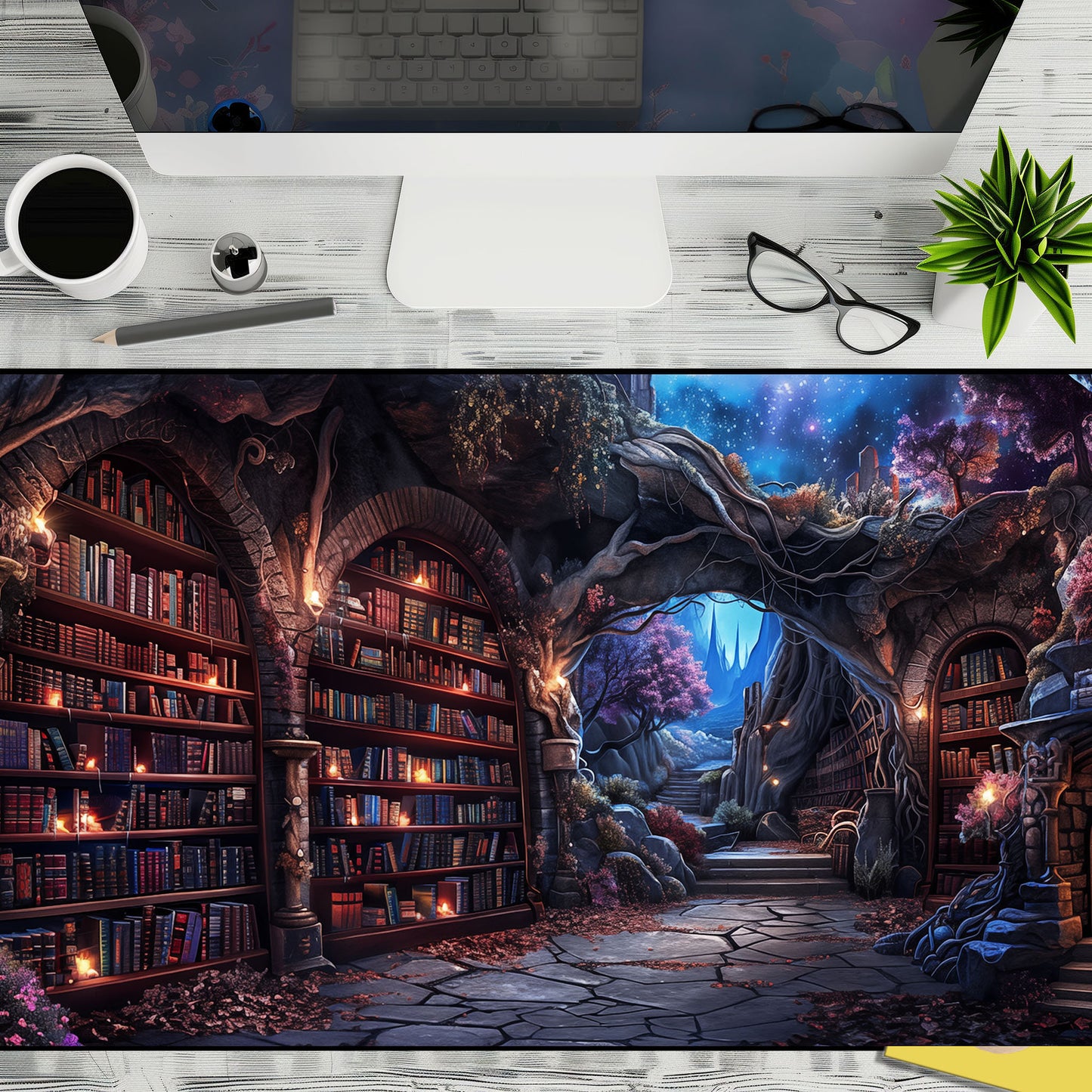 Enchanted Mystic Archive, Library Desk Mat, Witchy Mousepad Xl, Dark Academia Desk Pad, Aesthetic Mouse Pad, Gift For Wife