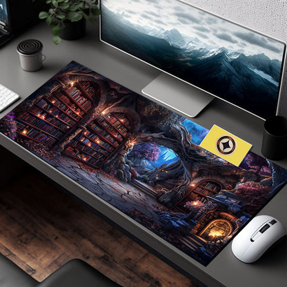 Enchanted Mystic Archive, Library Desk Mat, Witchy Mousepad Xl, Dark Academia Desk Pad, Aesthetic Mouse Pad, Gift For Wife