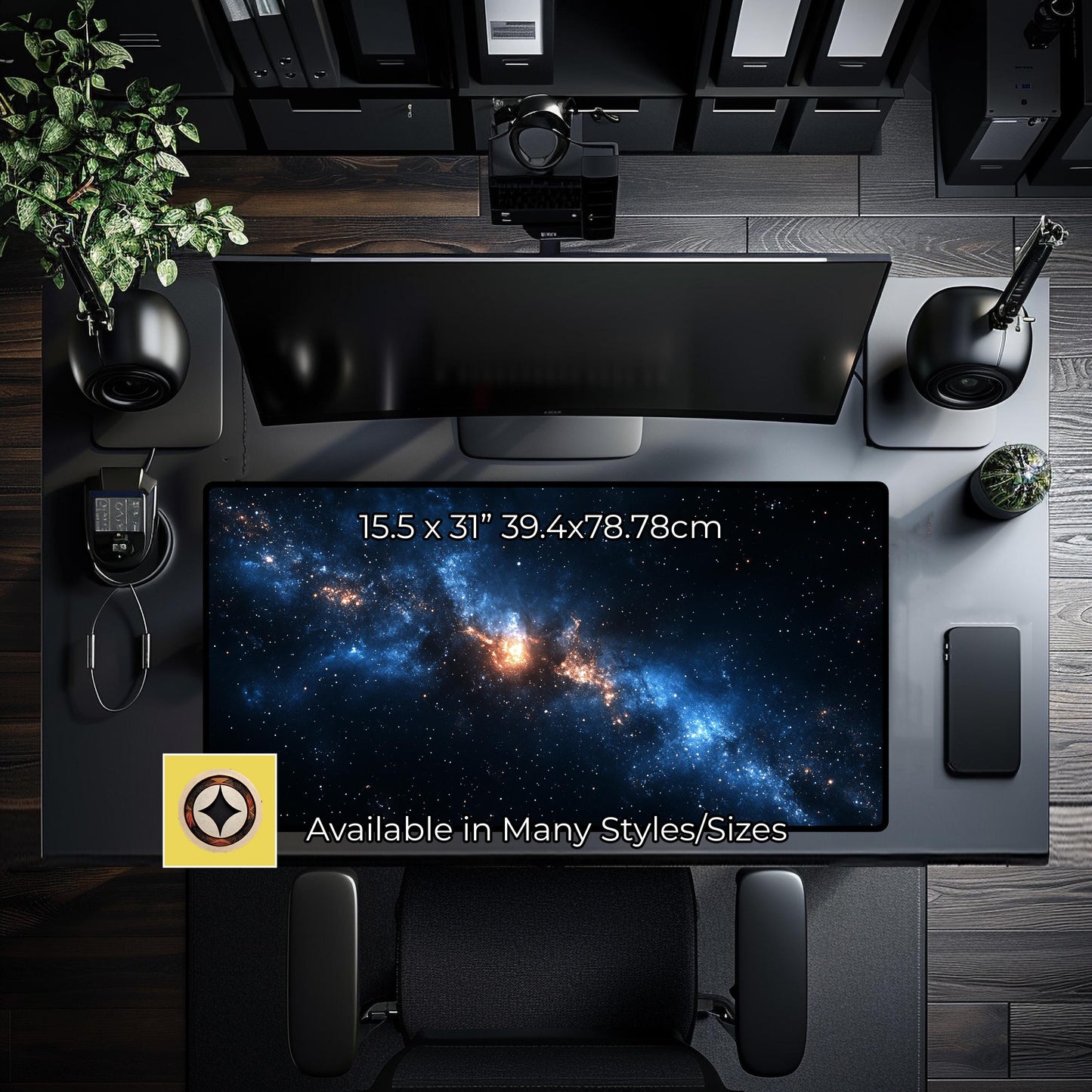 Deep Space Darkness And Tranquility Desk Mat - Space Desk Pad - Cosmic Mouse Pad - Cosmos Mousepad Xl - Gaming Mouse Mat Xxl