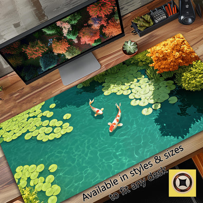 Serene Koi Fish  Pond Desk Mat Playmat Mousepad Xl Xxl Big Giant Lofi Desk Decor - Gaming Mouse Pad - Extended Mousemat
