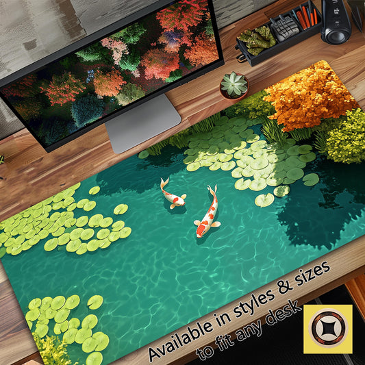 Serene Koi Fish  Pond Desk Mat Playmat Mousepad Xl Xxl Big Giant Lofi Desk Decor - Gaming Mouse Pad - Extended Mousemat