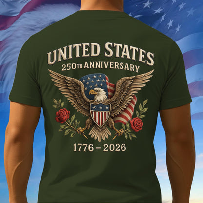 250th Anniversary USA Shirt, Bald Eagle American Flag Tee, Multicolor 1776–2026 Tee, 250th Anniversary Gifts, Independence Day Gift Ideas