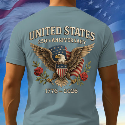 250th Anniversary USA Shirt, Bald Eagle American Flag Tee, Multicolor 1776–2026 Tee, 250th Anniversary Gifts, Independence Day Gift Ideas