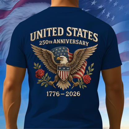 250th Anniversary USA Shirt, Bald Eagle American Flag Tee, Multicolor 1776–2026 Tee, 250th Anniversary Gifts, Independence Day Gift Ideas