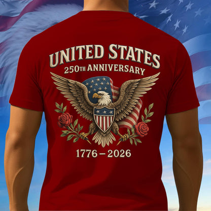 250th Anniversary USA Shirt, Bald Eagle American Flag Tee, Multicolor 1776–2026 Tee, 250th Anniversary Gifts, Independence Day Gift Ideas