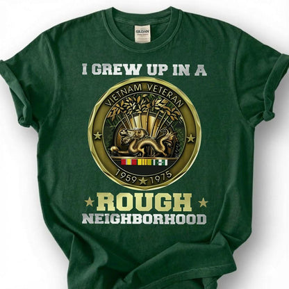 I Grew Up In A Rough Neighborhood Shirt, Vietnam Veteran 1959-1975 Medal Tee, Vietnam War Coin T-Shirt, Patriotic Nam Vet Military Gift