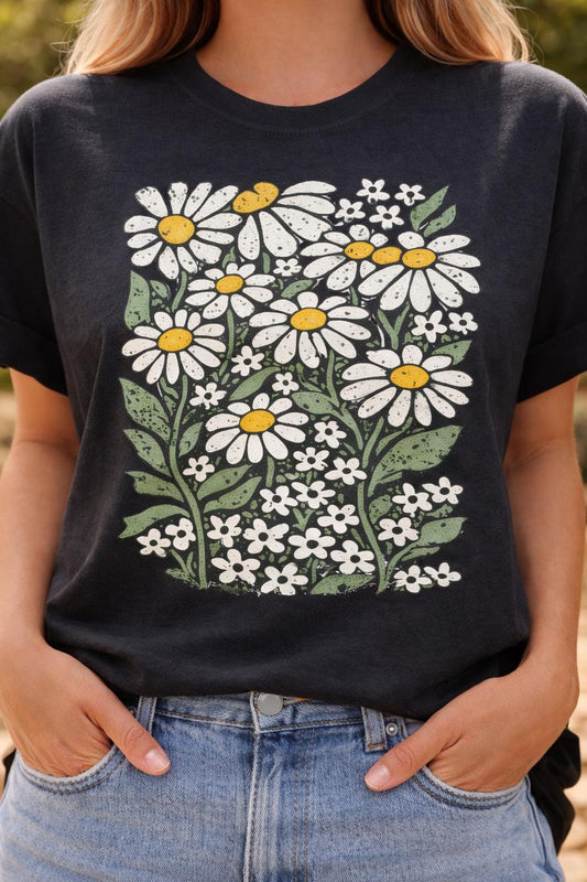 Vintage Daisy Flower Shirt, Retro Floral Graphic Tee, Wildflower Botanical T-Shirt, Cottagecore Aesthetic Gift for Her, Spring ShirtV