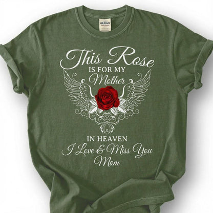 Missing Mother Memorial Shirt, Angel Wing Rose Tee, Grieving Daughter Remembrance T-Shirt, Loving Mom Heaven Top, Lost Mother Tribute Gift