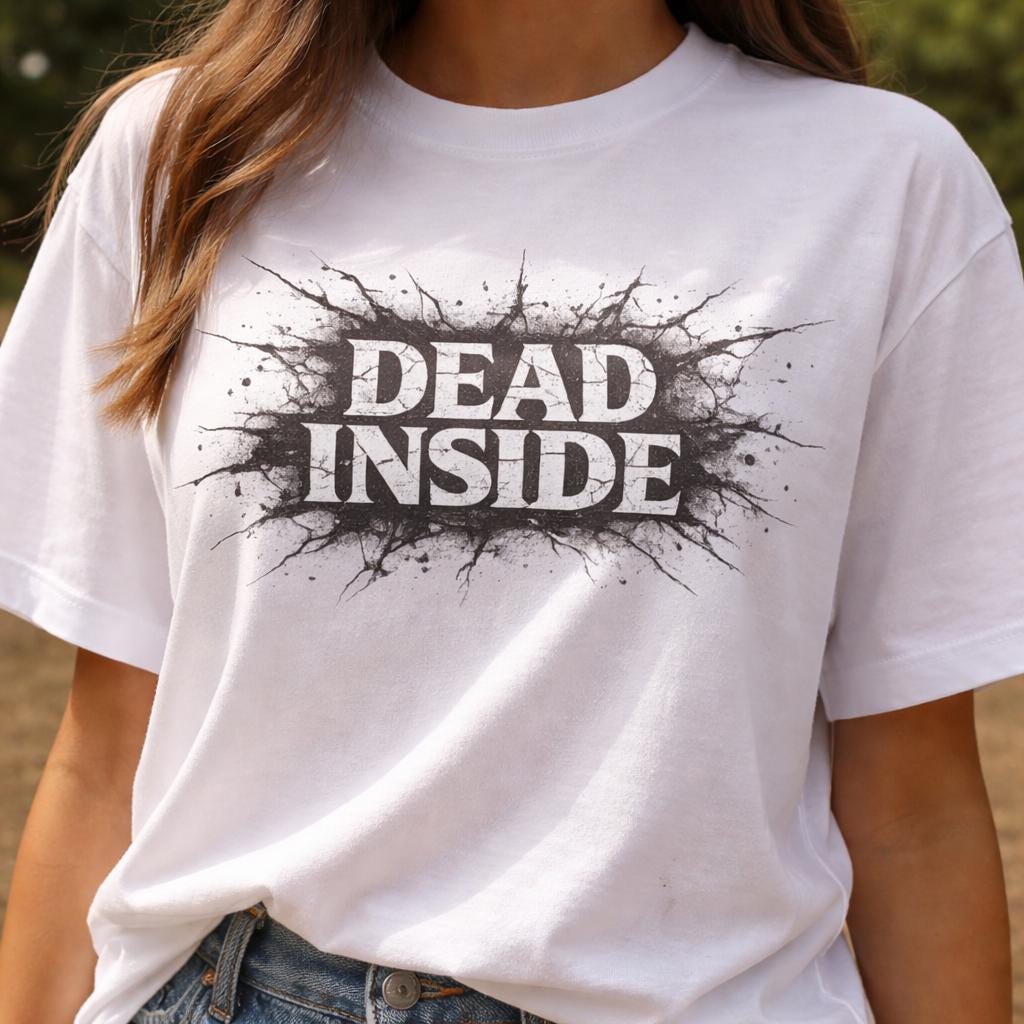 Dead Inside Shirt, Gothic Aesthetic Tee, Dark Humor Graphic T Shirt, Emo Goth Shirt, Alternative Streetwear Tee