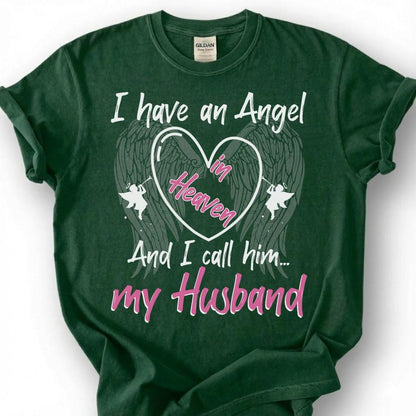 Angel In Heaven Husband Memorial Shirt, Grieving Wife Heart Wing Tee, Lost Husband Remembrance T-Shirt, Missing Spouse Tribute Top