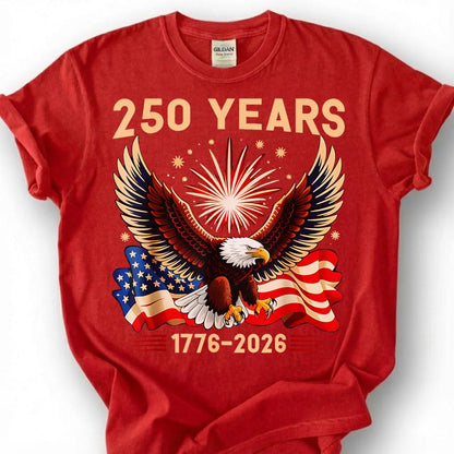 250 Years 1776 2026 Bald Eagle Fireworks Flag Shirt, Patriotic 4th Of July Tee, Semiquincentennial Gift, USA Independence Apparel Top